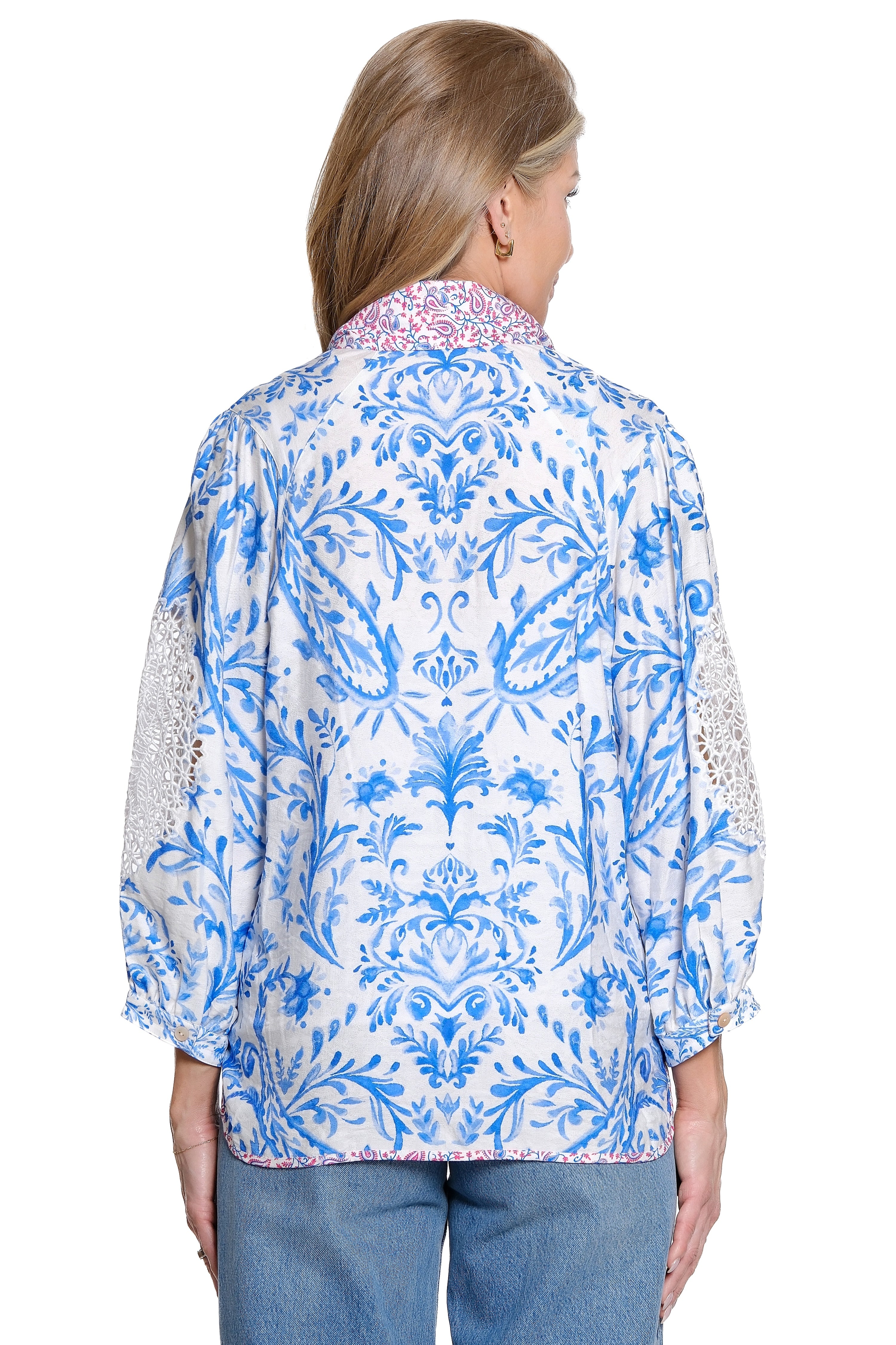 Paisley Print Blouse with Contrast Trim - Paisley Multi