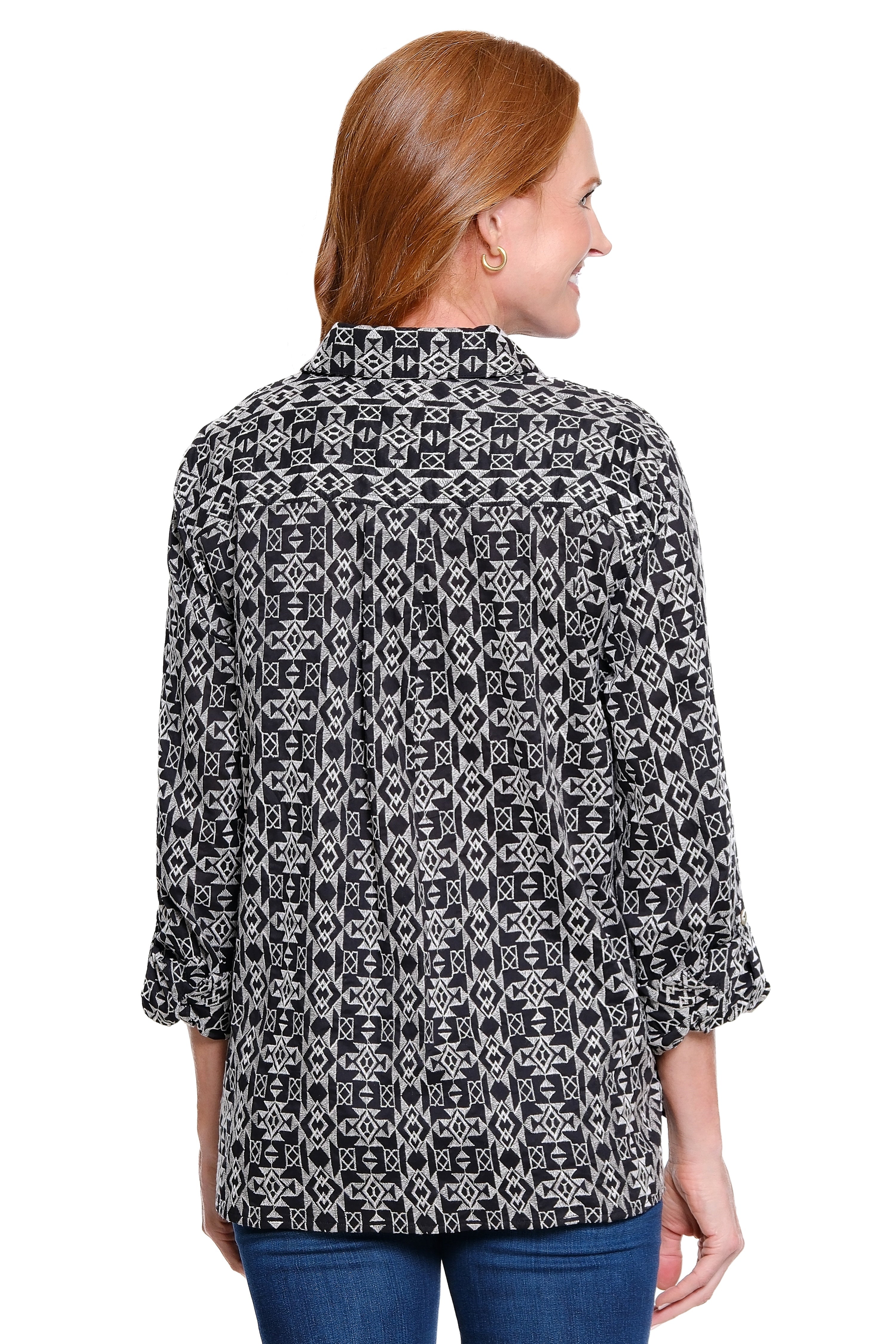 Allover Embroidered Top - Black