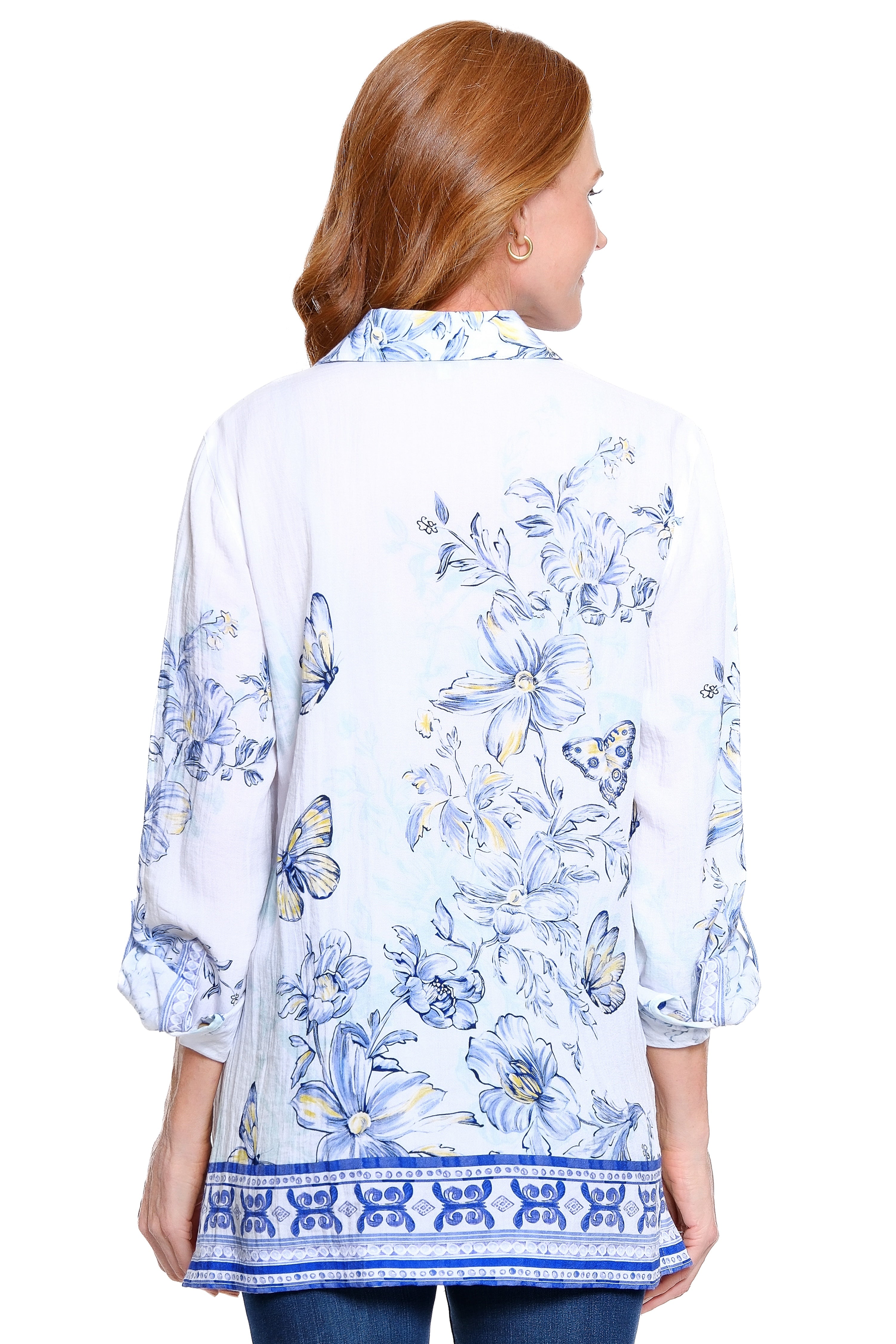 Embroidered Button-Front Blouse - Plus - Off White
