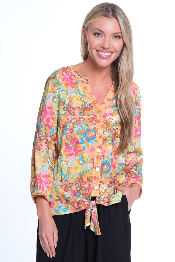 Embroidered Floral Blouse - Petite - Multi