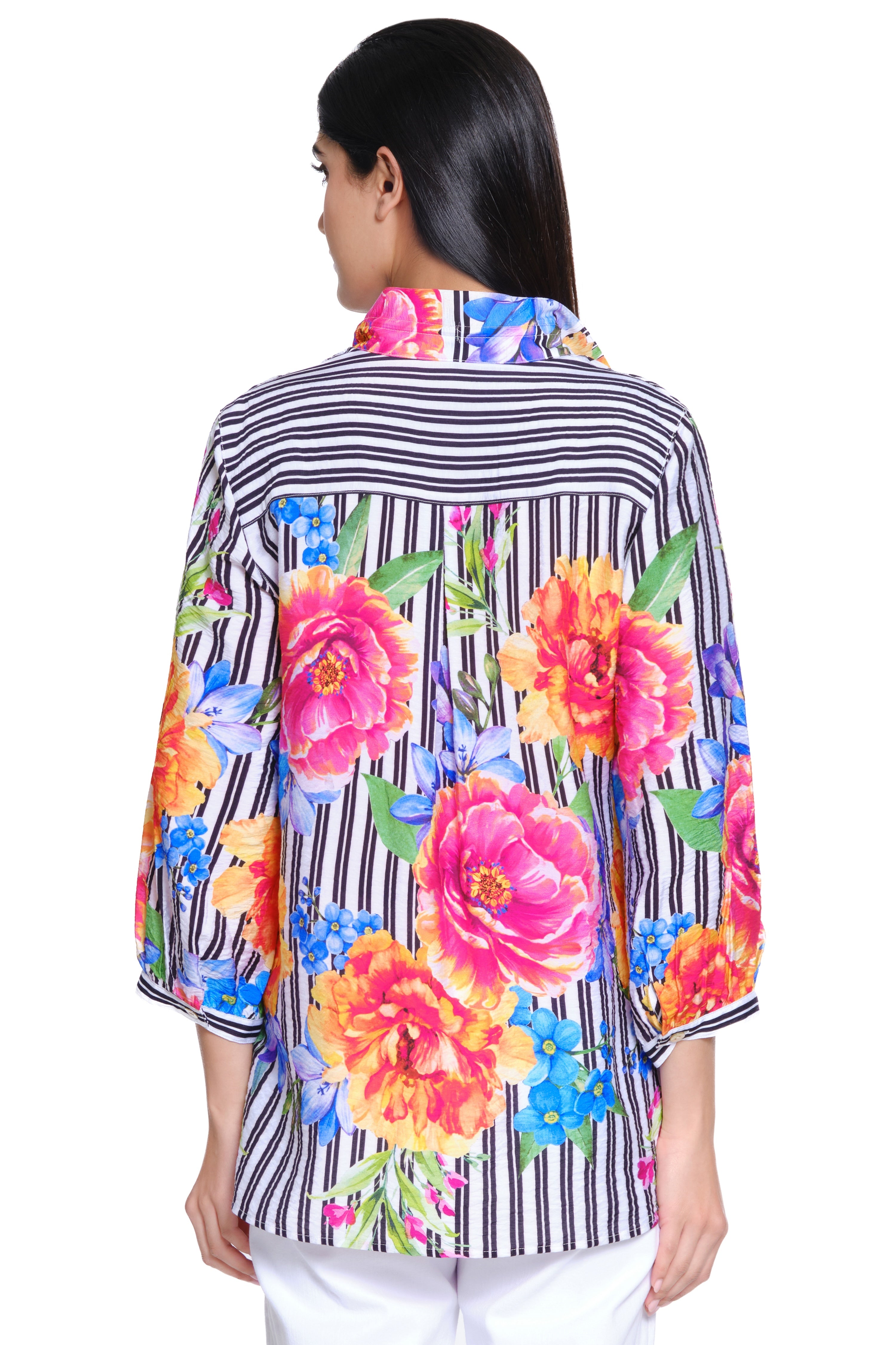 Wire Collar Floral Shirt - Floral Multi