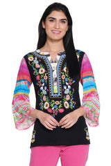Embroidered Print Top - Women's - Floral Multi