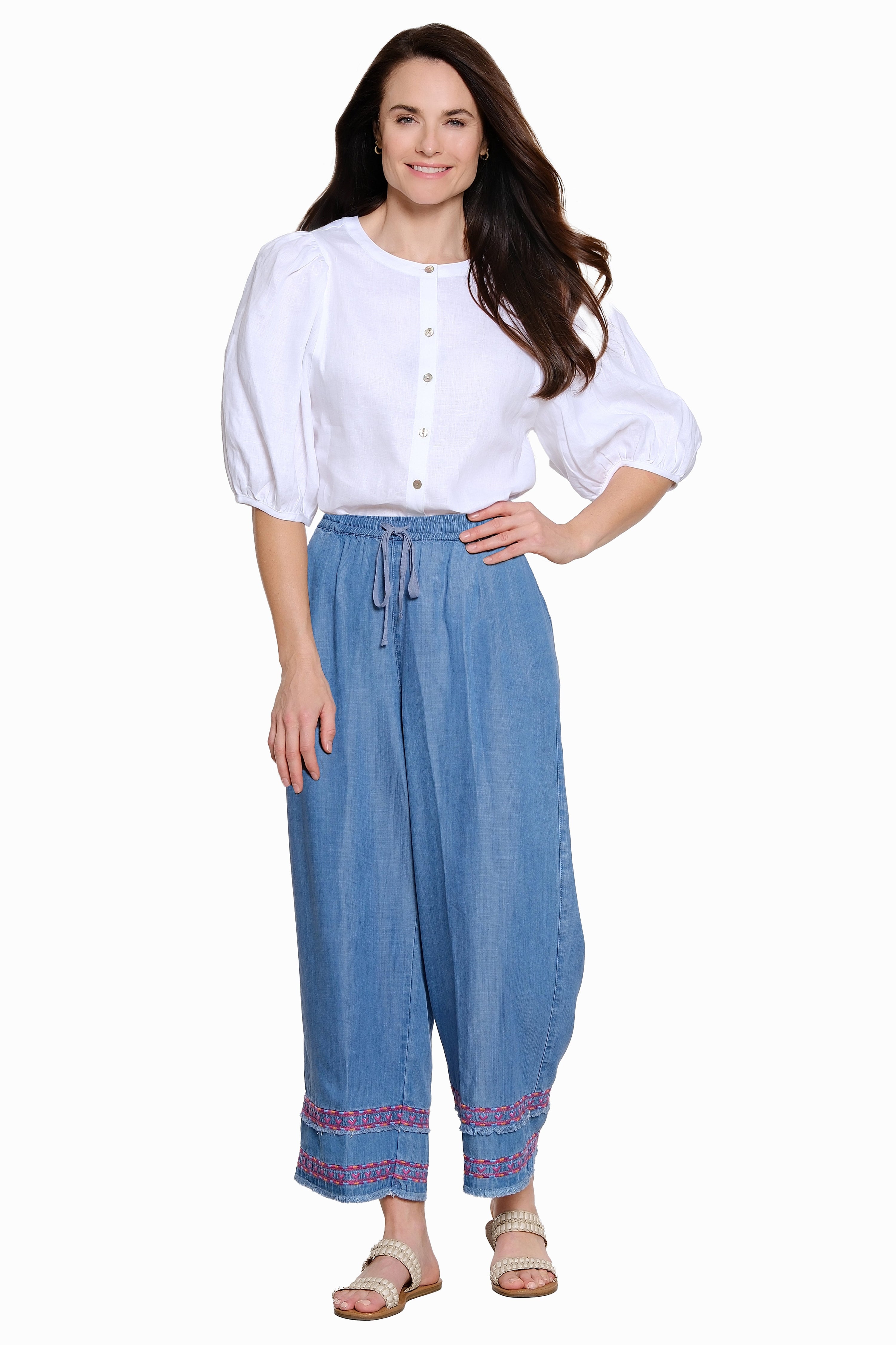 Lyocell Pull On Pant with Drawstring - Plus - Chambray