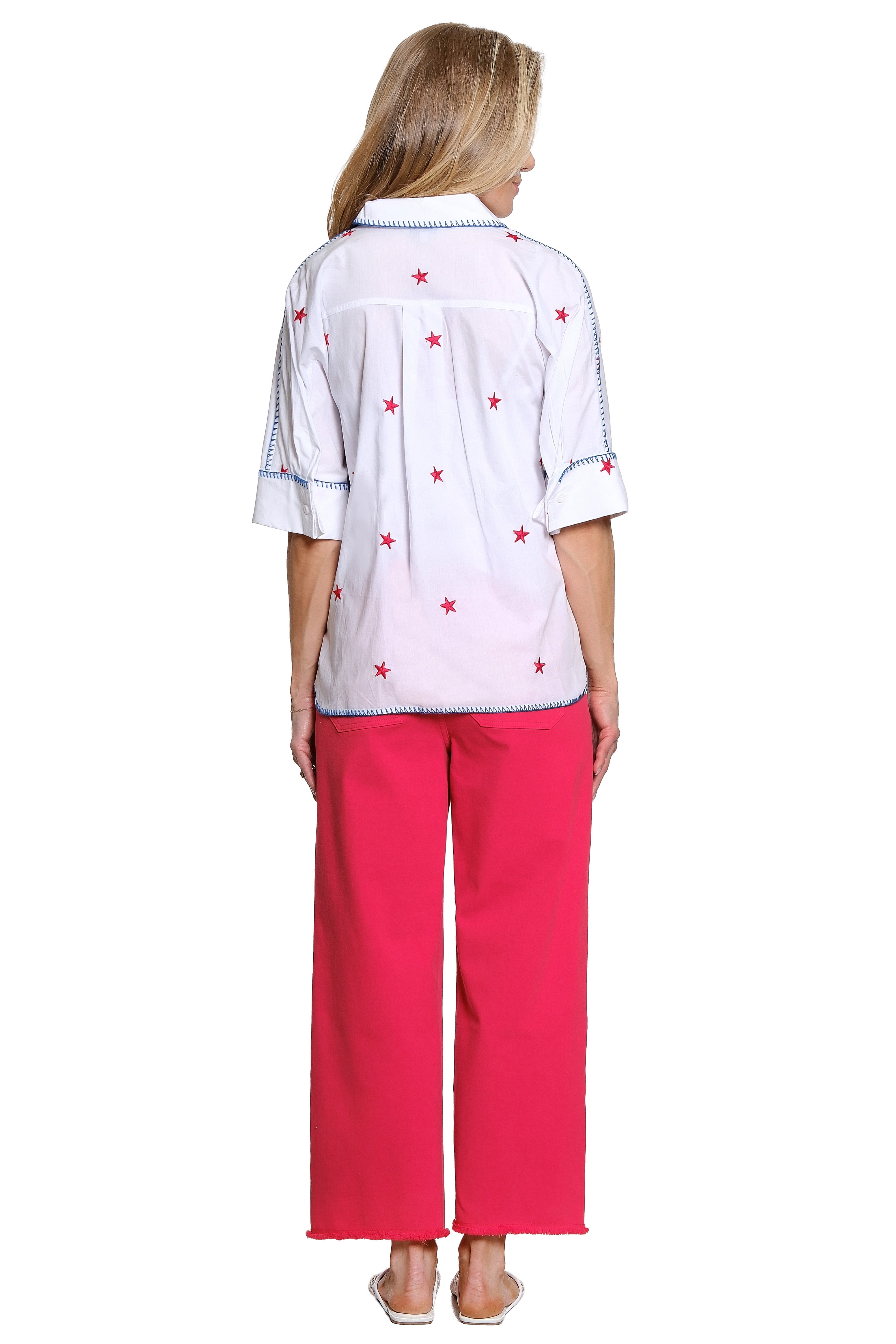 Wide Leg Pant Patch Pocket - Bright Red