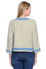 Open Front Tweed Jacket - Petite - Blue Multi