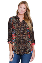 Printed Button-Front Top - Petite - Skin Multi