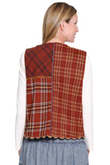 Embroidered Velvet Vest - Petite - Terracotta