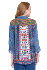 Embroidered Top with Printed Back - Plus - Multi