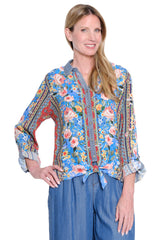 Printed Tie-Front Top - Plus - Floral Multi