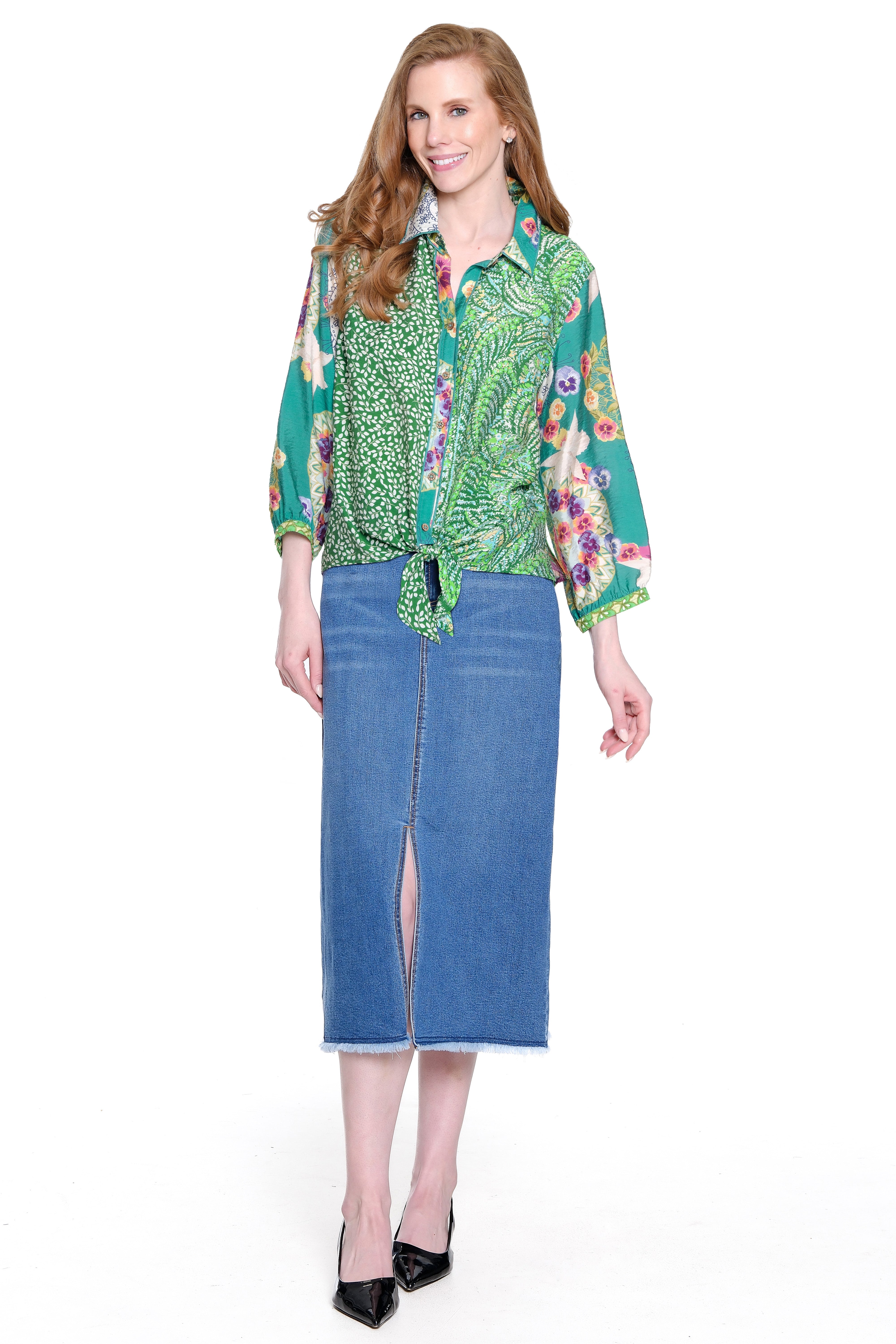 Denim Midi Skirt - Medium Denim