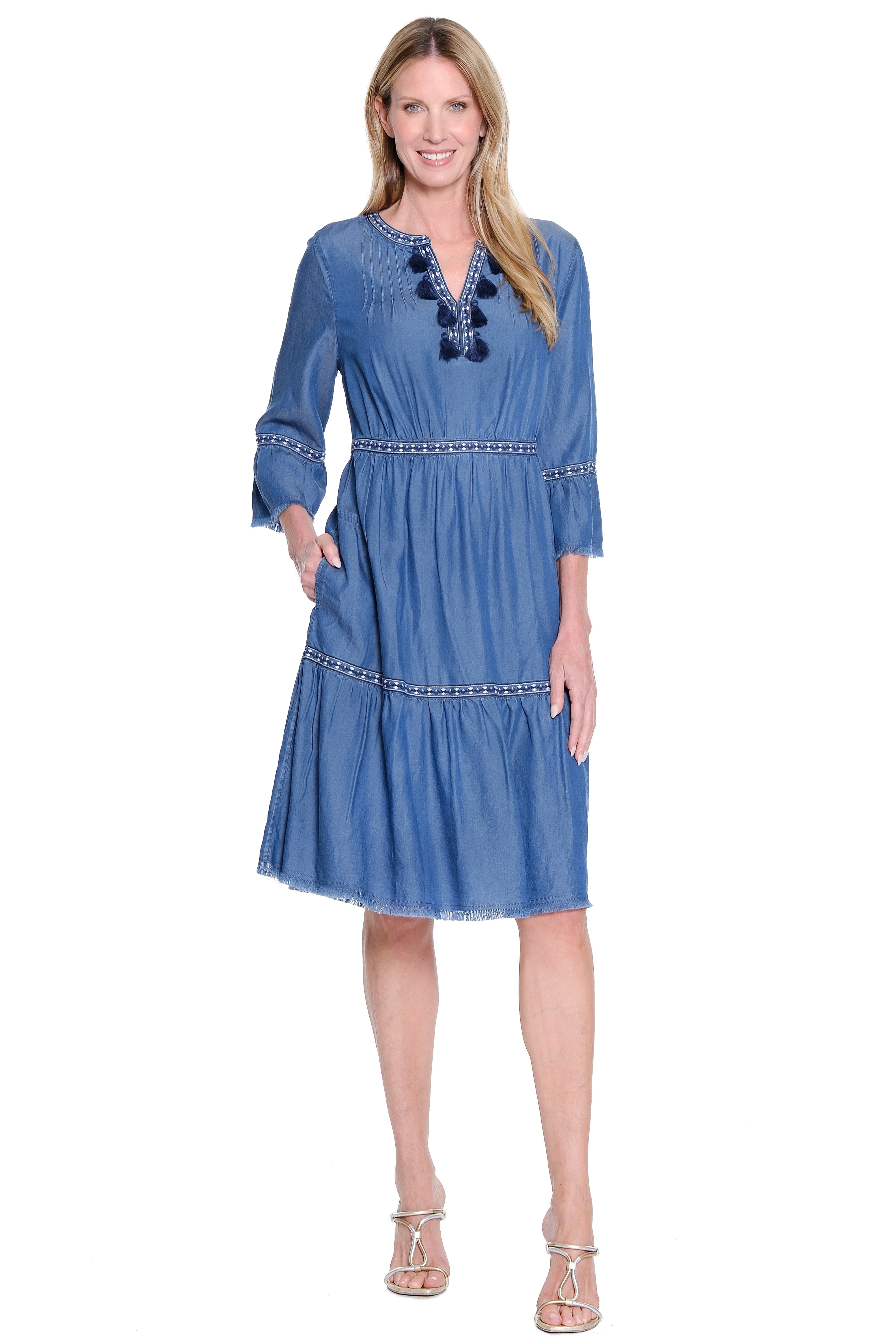 Tiered Flounce Dress - Medium Indigo