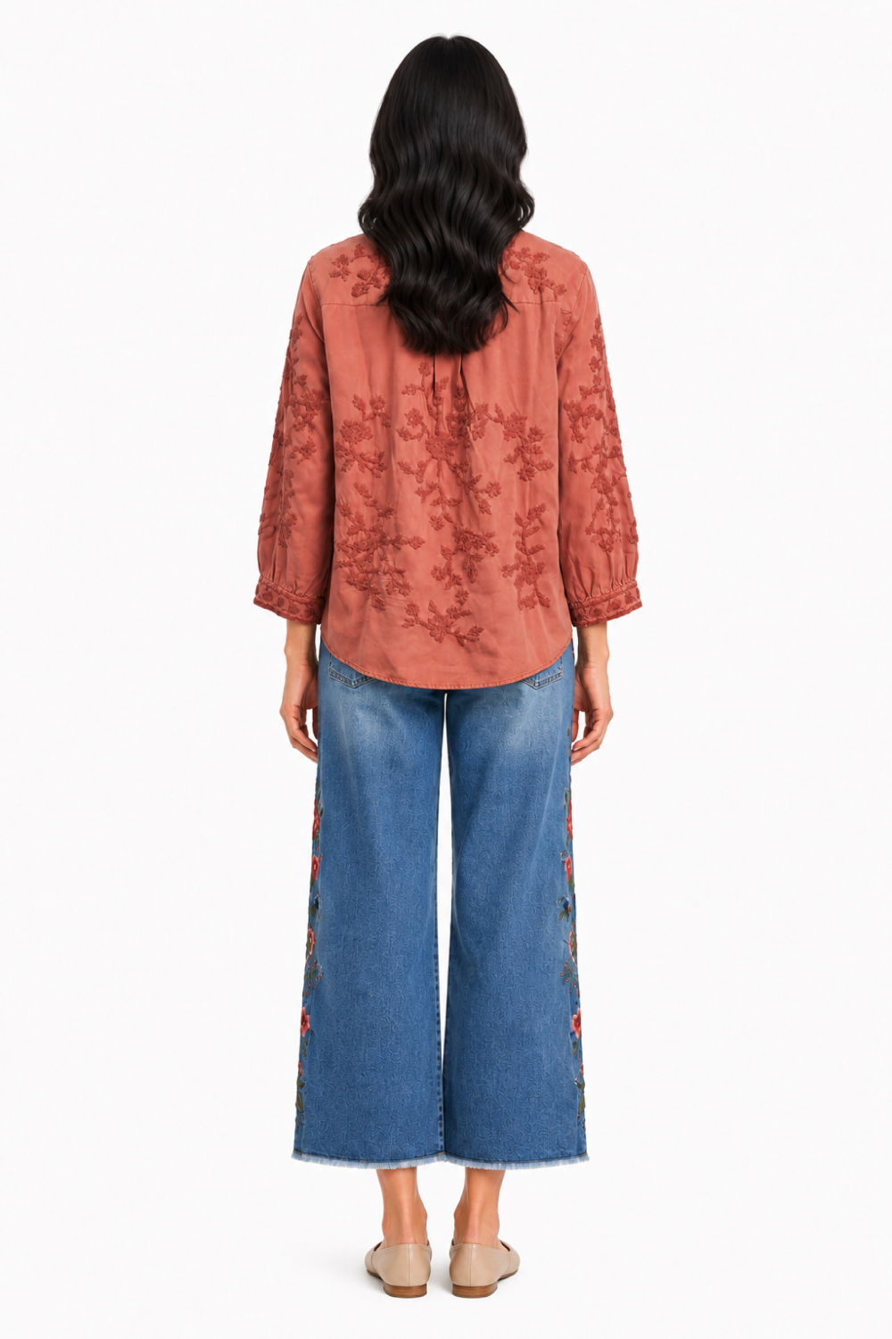 Denim Embroidered 5-Pocket Denim Jean - Plus