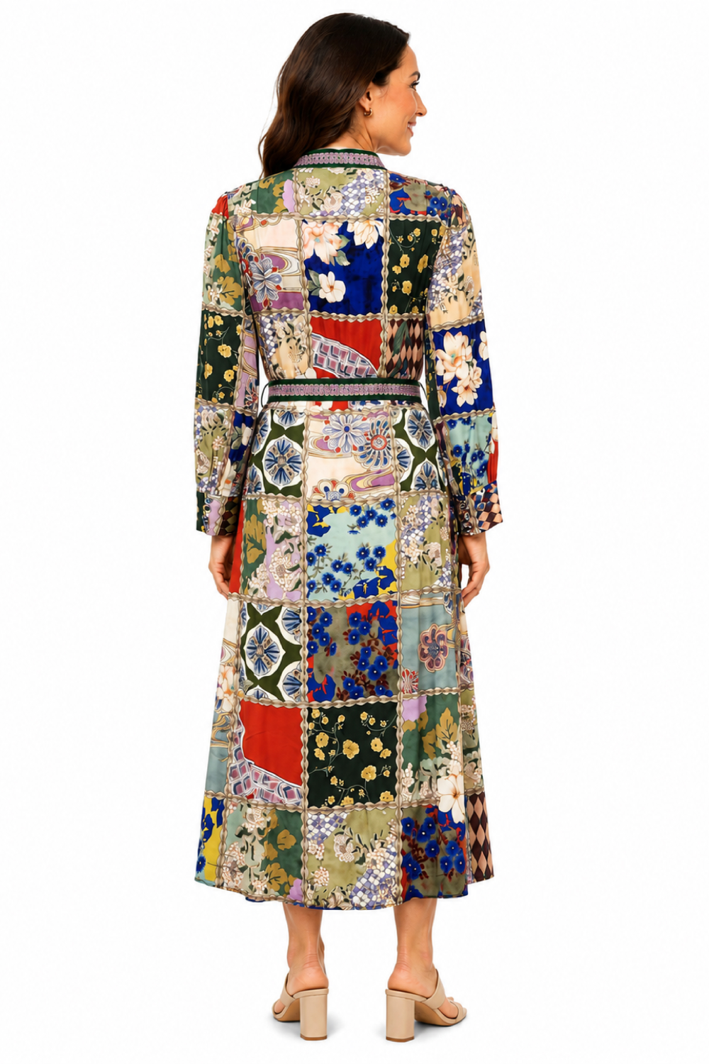 Multi Mix Print Tie-Waist Dress - Missy