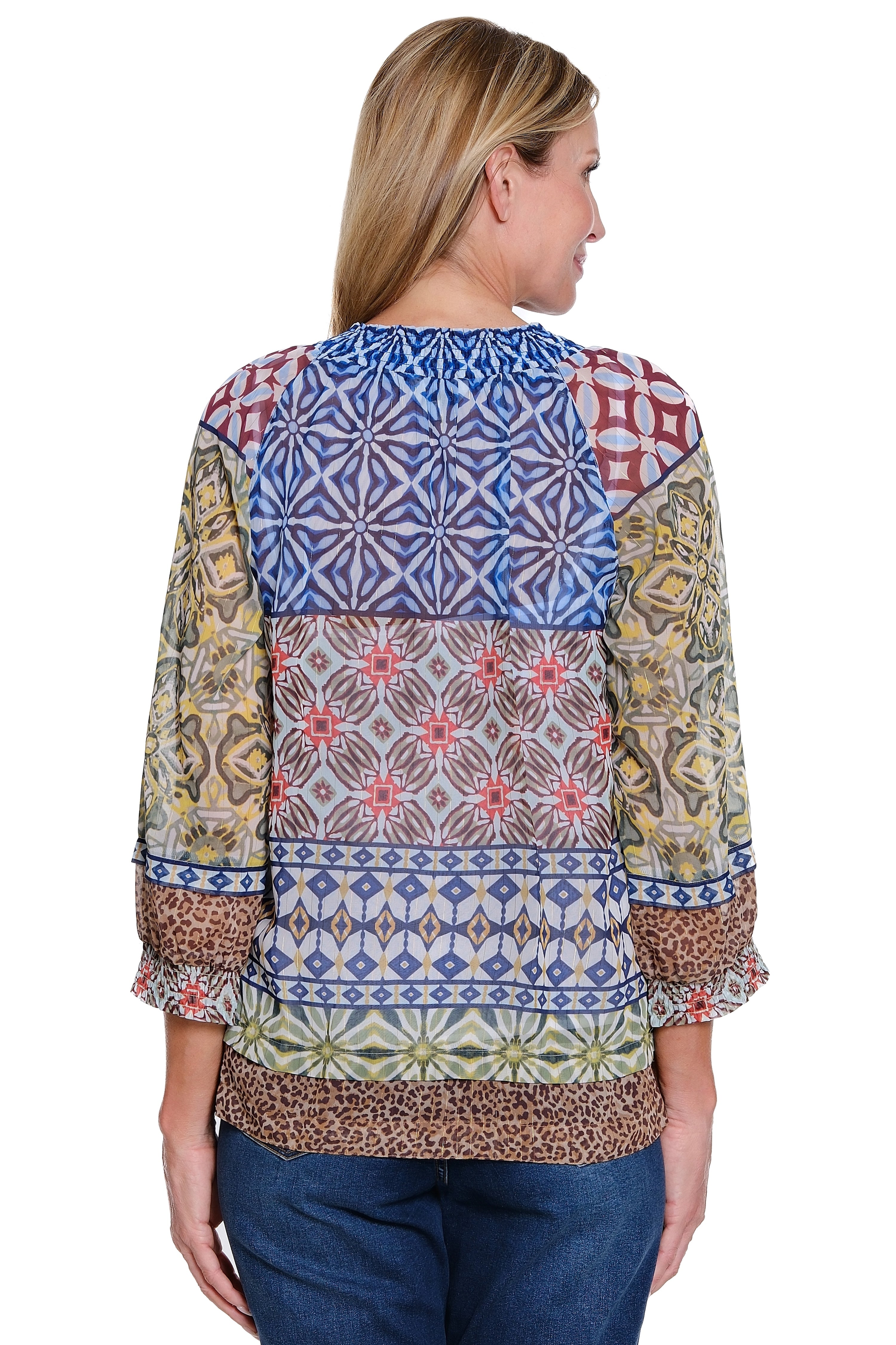 Printed Button-Front Top - Multi