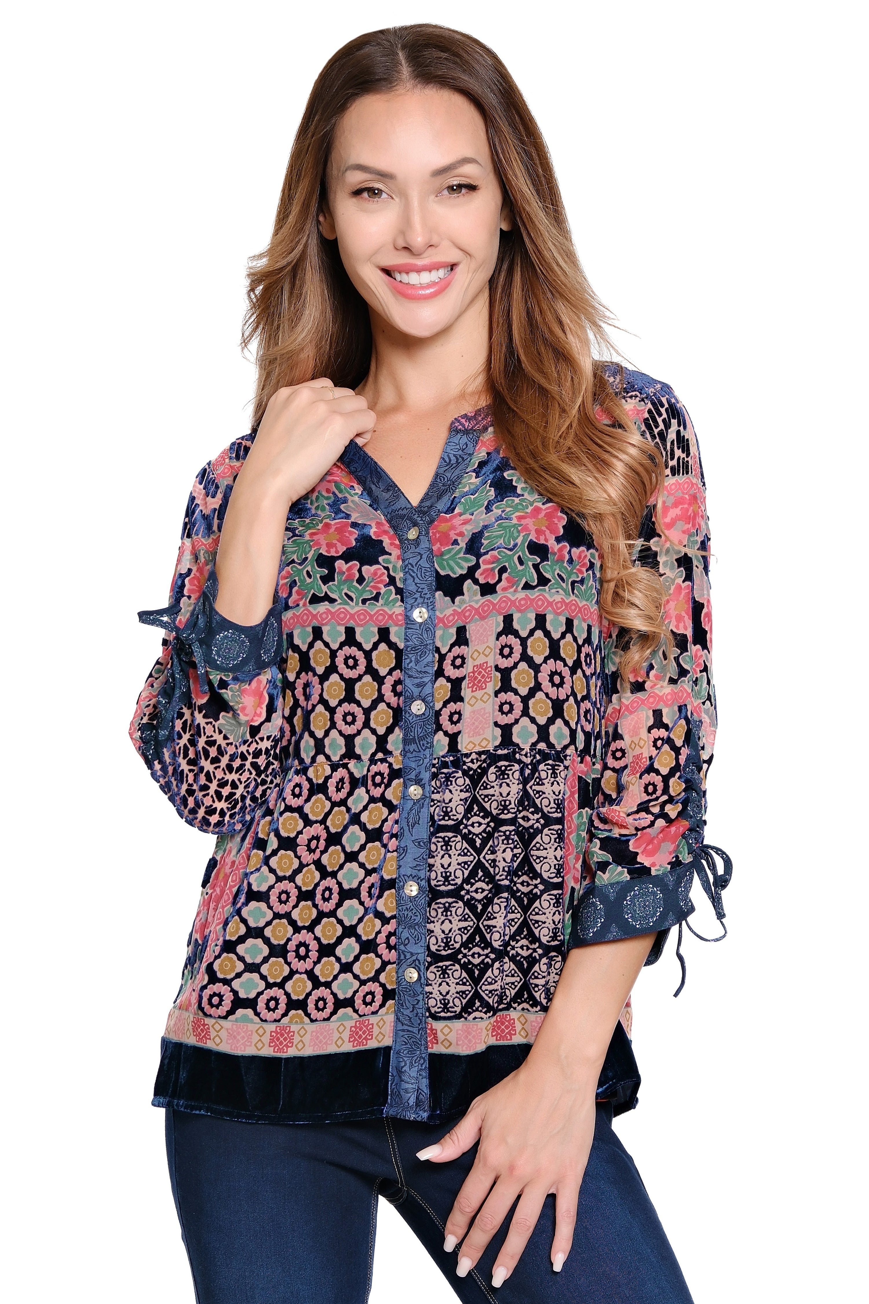 Burnout Velvet Top - Multi