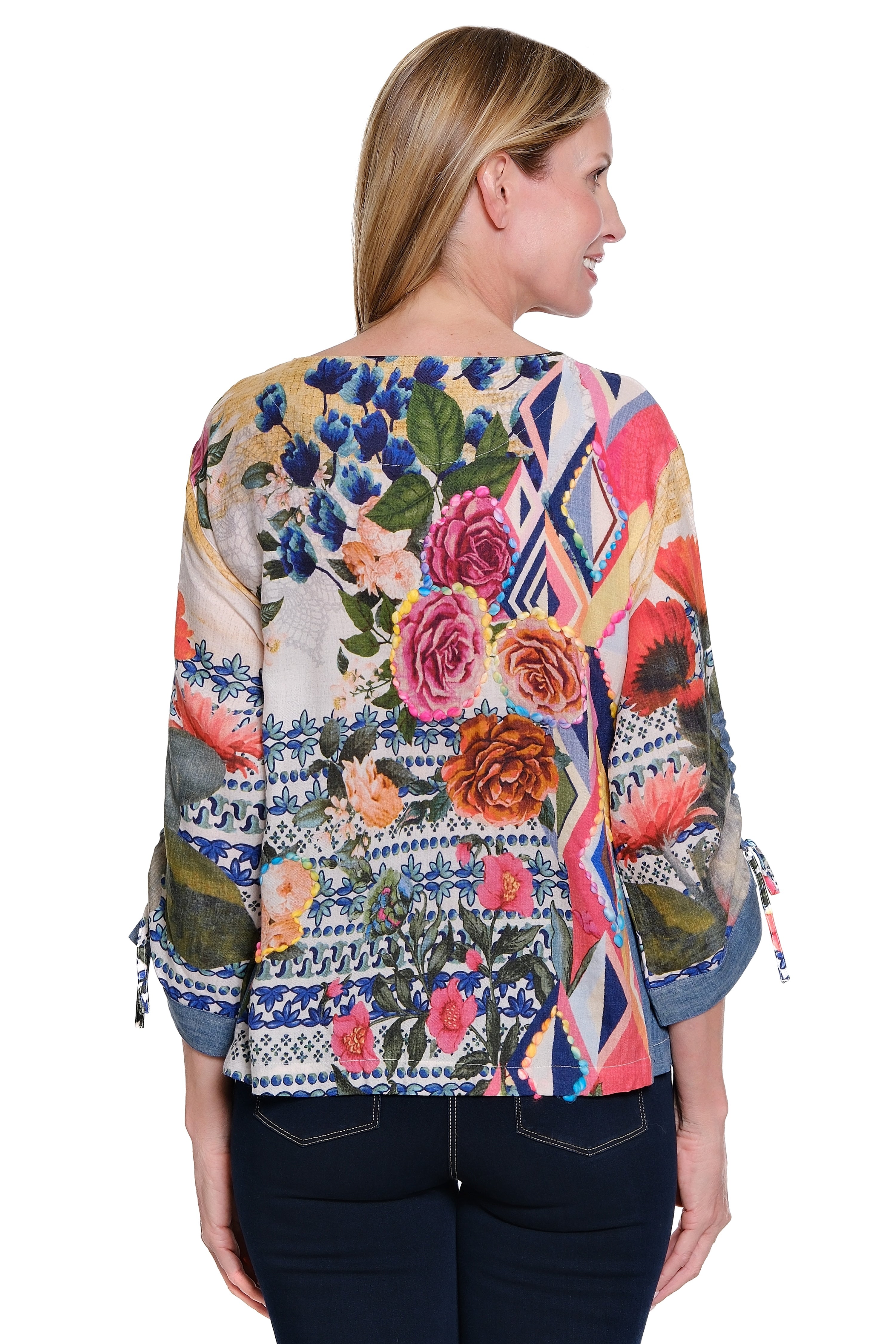 Pullover Top with Embroidery - Petite - Multi
