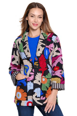 Embroidered Oversized Blazer - Plus - Multi