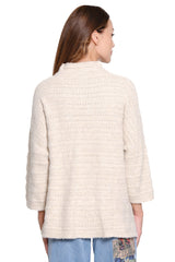 Embroidered Cowl Neck Sweater - Petite - Almond