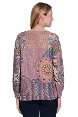 Printed Pullover Sweater - Petite - Multi