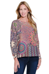 Printed Pullover Sweater - Petite - Multi