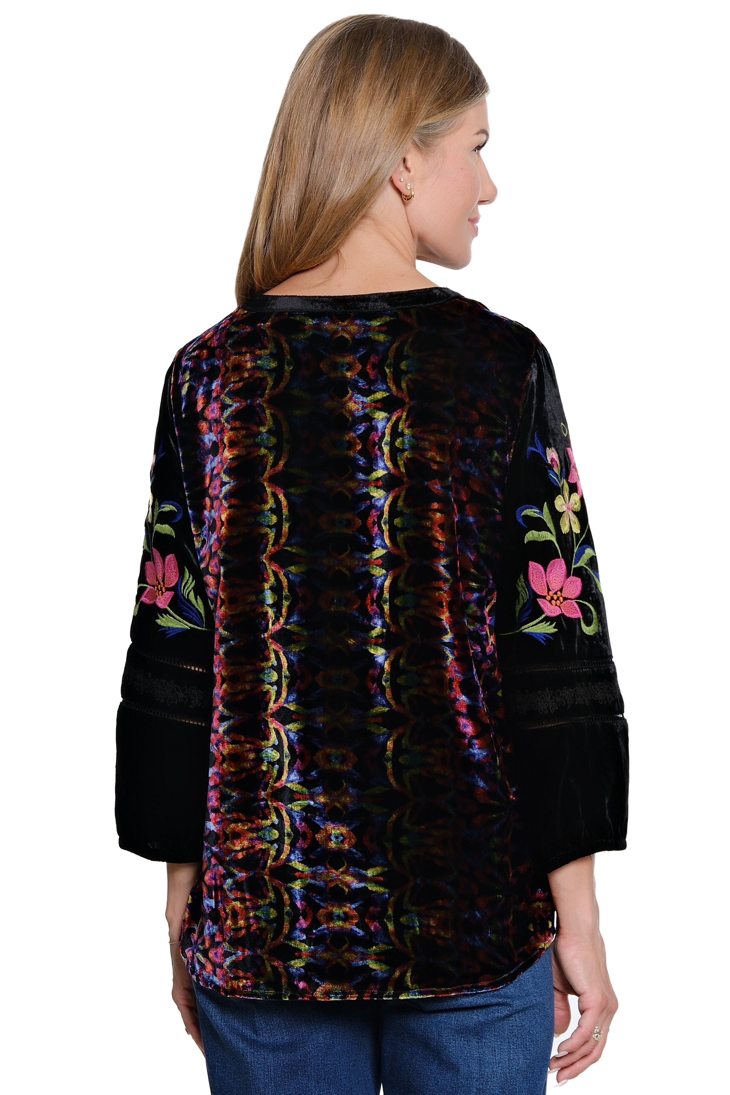Embroidered Velvet Tunic - Black
