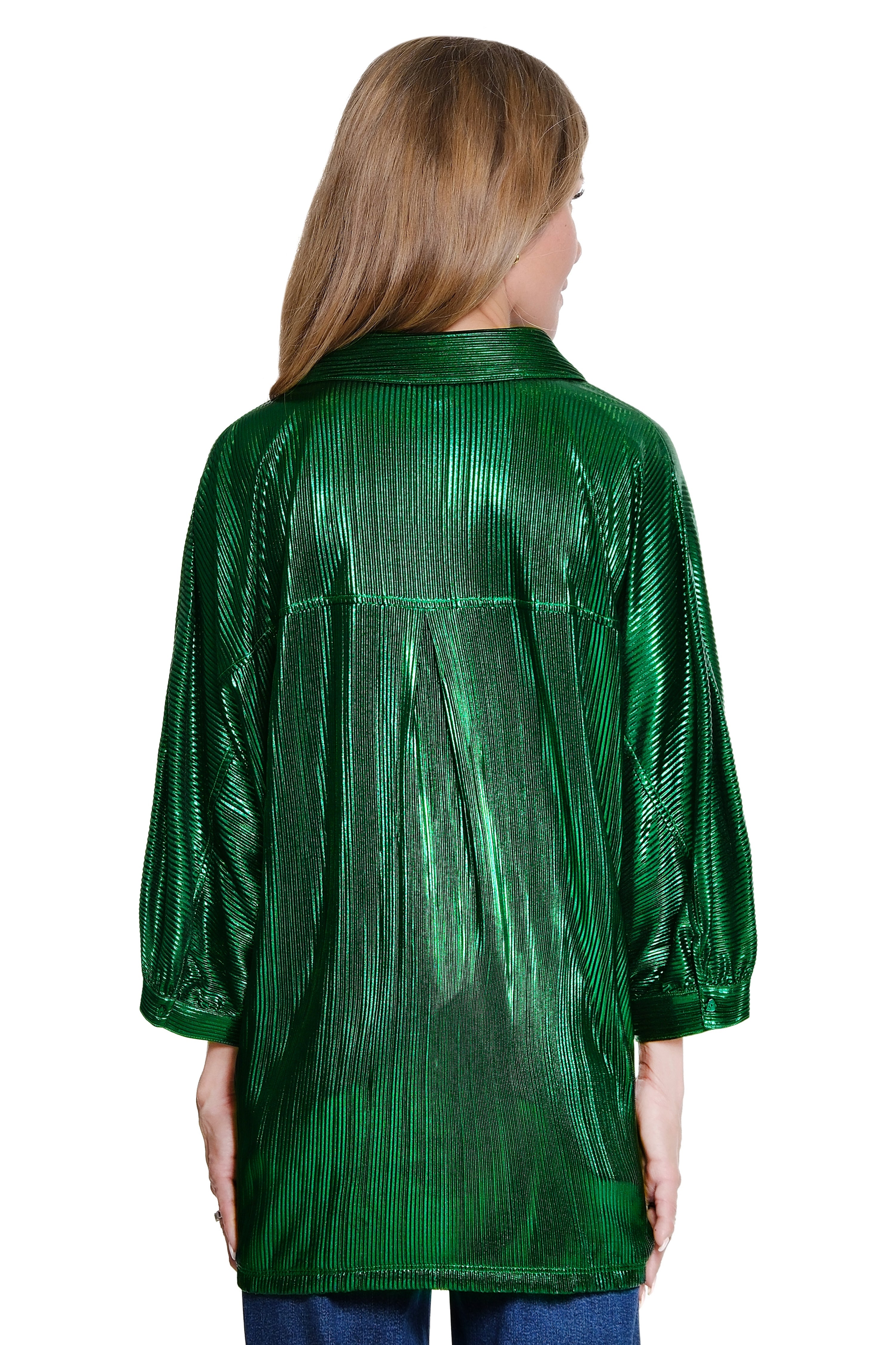 Shimmer Dolman Sleeve Blouse - Green