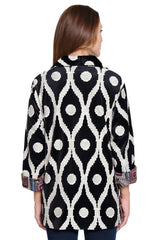 Tapestry Oversized Jacket - Plus - Black/White