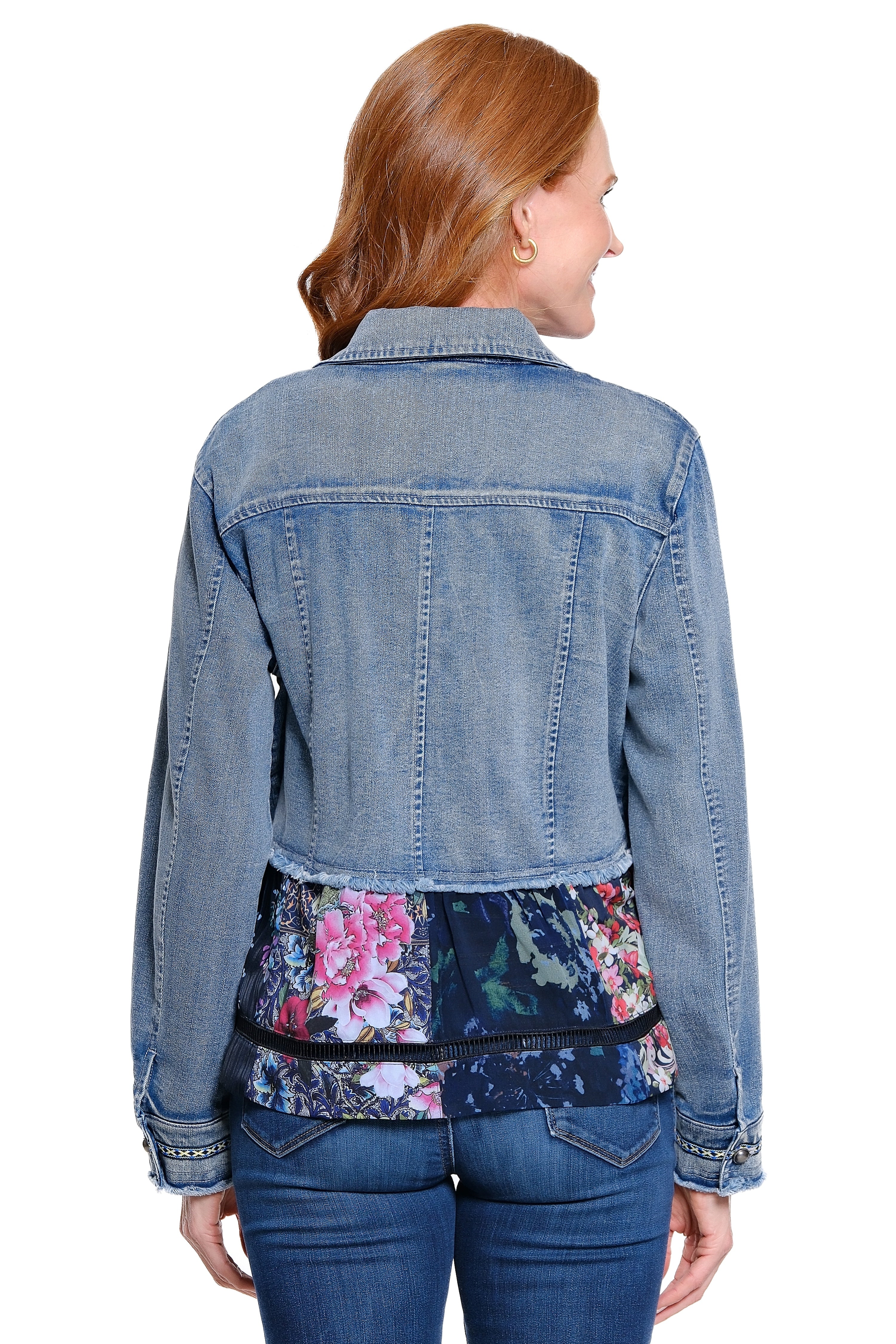 Denim Jacket with Lace Details - Petite - Denim