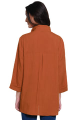 Solid Camp Shirt with Wire Collar - Petite - Spice