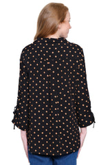 Embroidered Dot Button Up - Petite - Black
