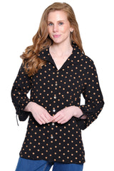 Embroidered Dot Button Up - Petite - Black