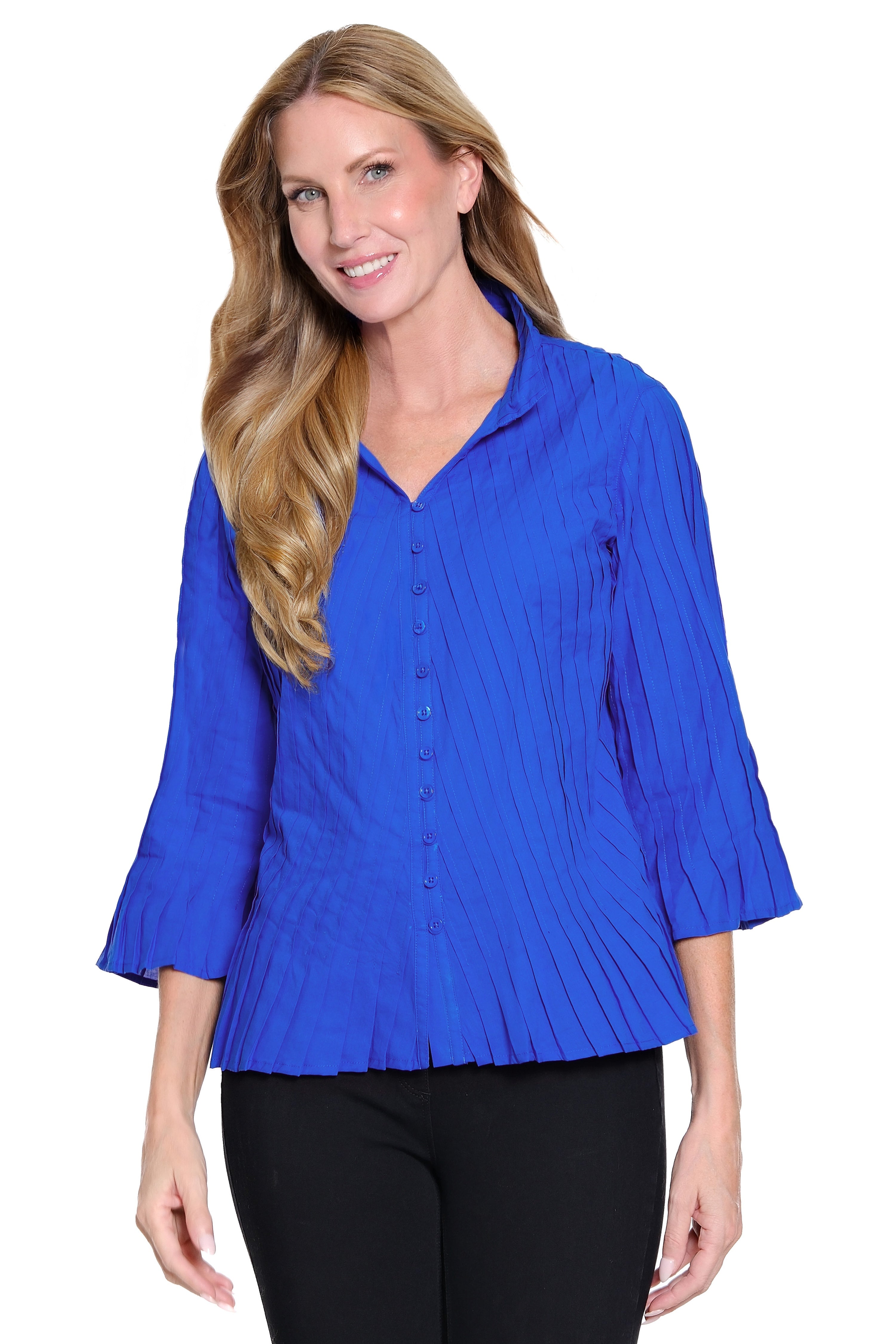 Pleated Blouse - Petite - Royal