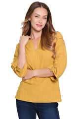 Cinch Tie Sleeve Tunic - Petite - Gold Rod