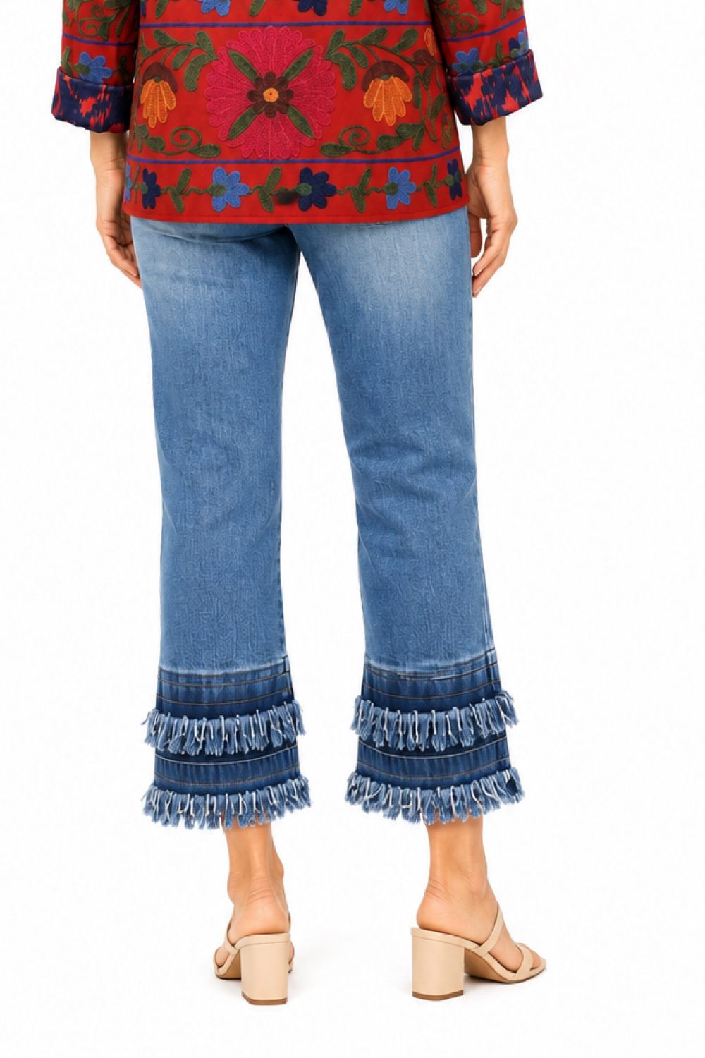 Denim 5 Pocket Crop w/ Double Fringe Hem - Missy