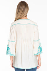 Pintuck Embroidered Tunic - Petite - Ivory