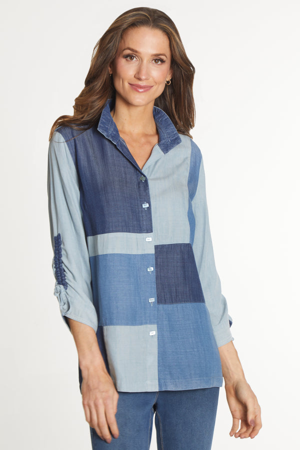 Patched Denim Tunic - Patch Multi