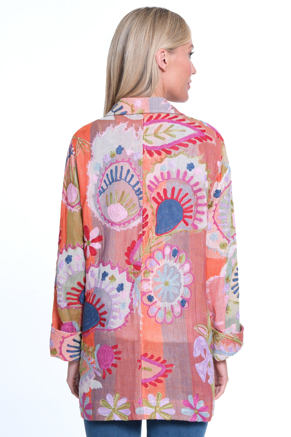 All Over Embroidered Jacket - Petite - Melon Print