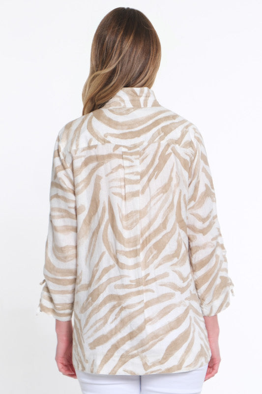 Zebra Button Front Tunic - Women's - Neutral Animal