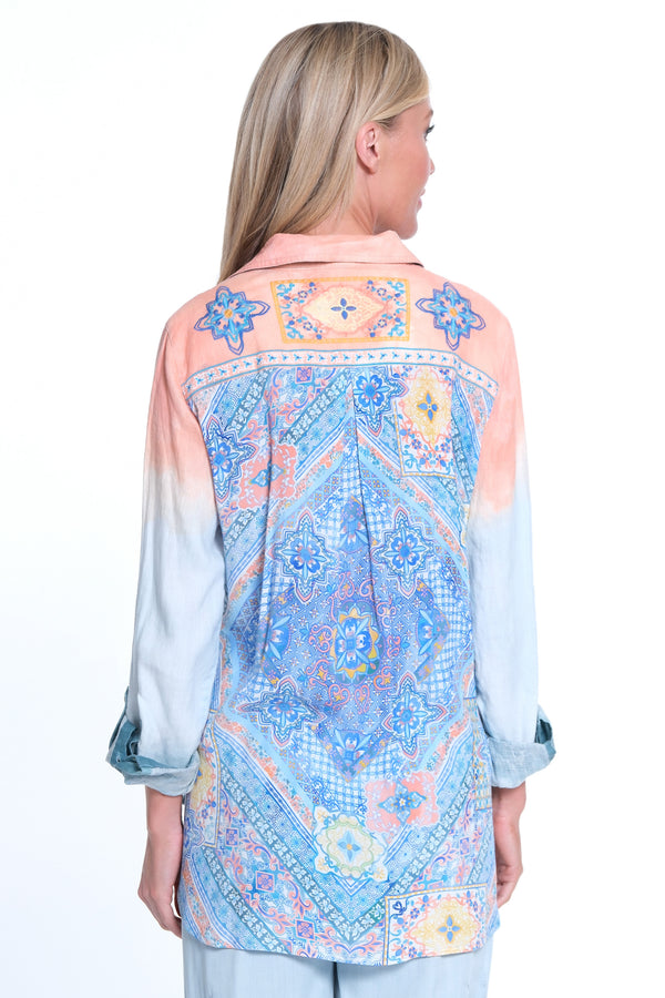 Embroidered Button Front Tunic - Women's - Multi