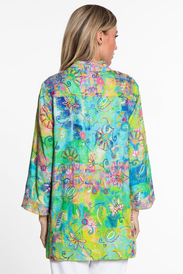 70s Kaleidoscope Floral Kimono Jacket - Sealed with a Kiss