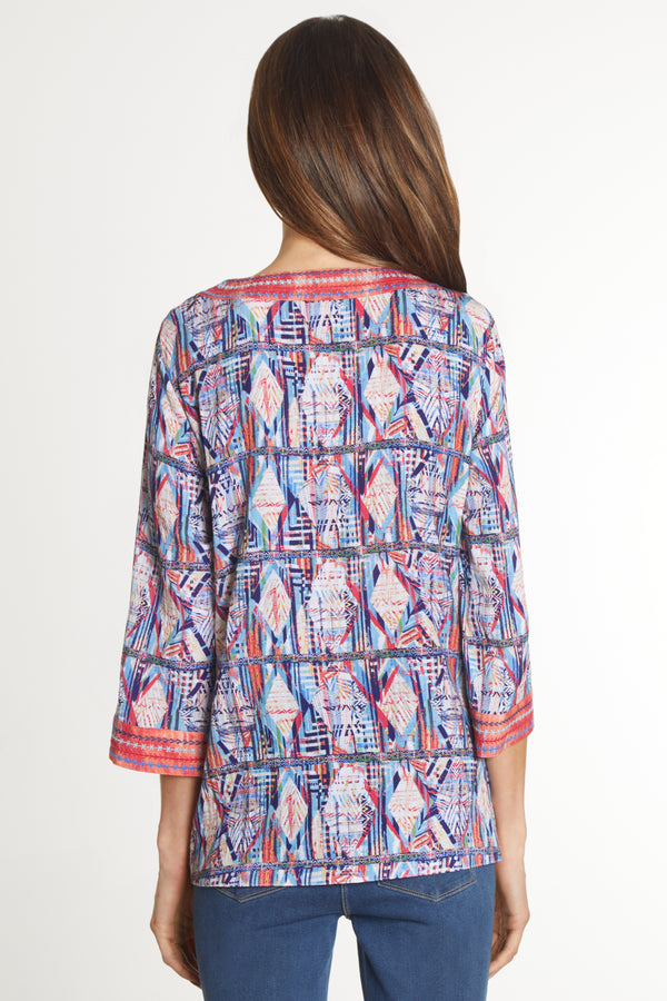 Abstract Embroidered Tunic - Women's - Geo Multi