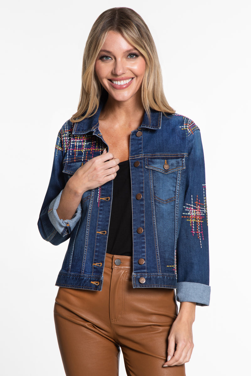 Embroidered Denim Jacket - Medium Denim