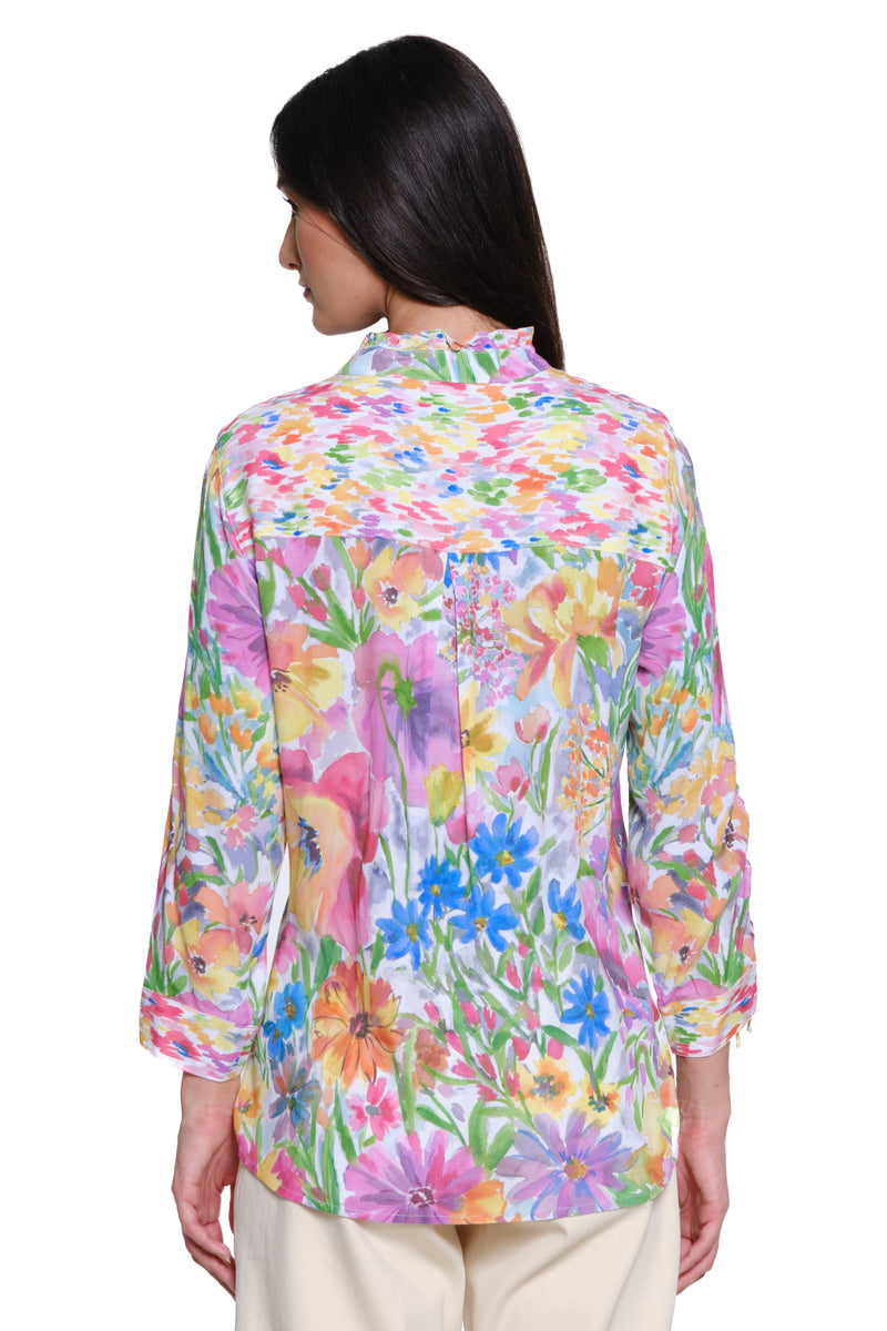 Watercolor Floral Top - Petite - Floral Multi