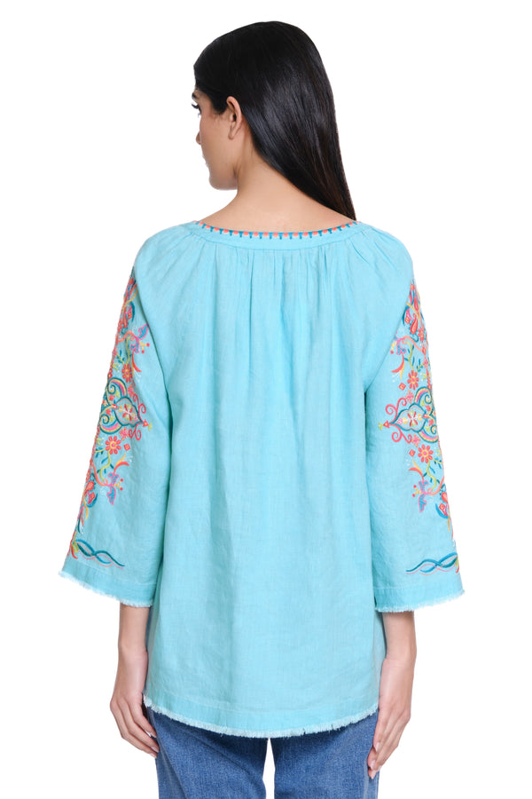 Embroidered Tunic - Soft Turquoise