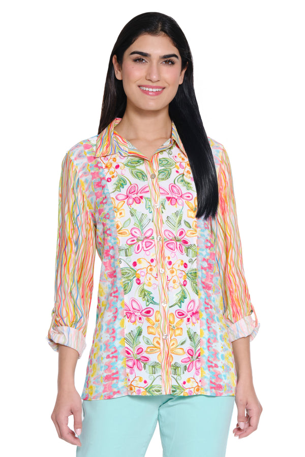 Mixed Floral Print Top - Multi