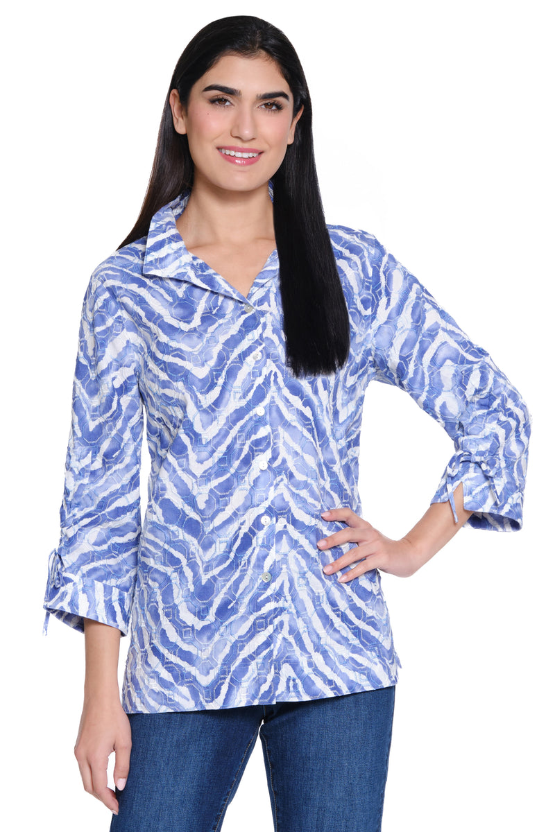 Print Wire Collar Top - Zebra