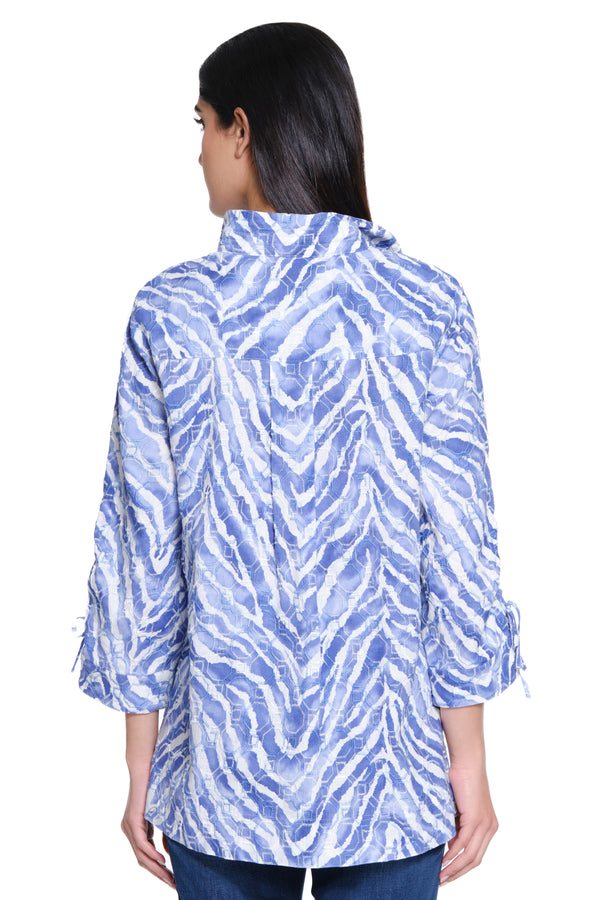 Print Wire Collar Top - Zebra