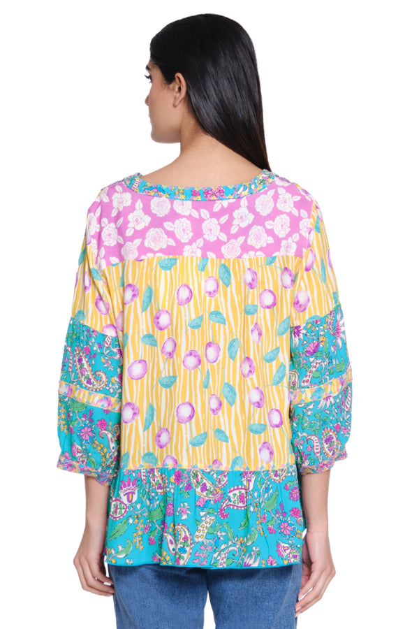 Mixed Print Tunic - Paisley Multi