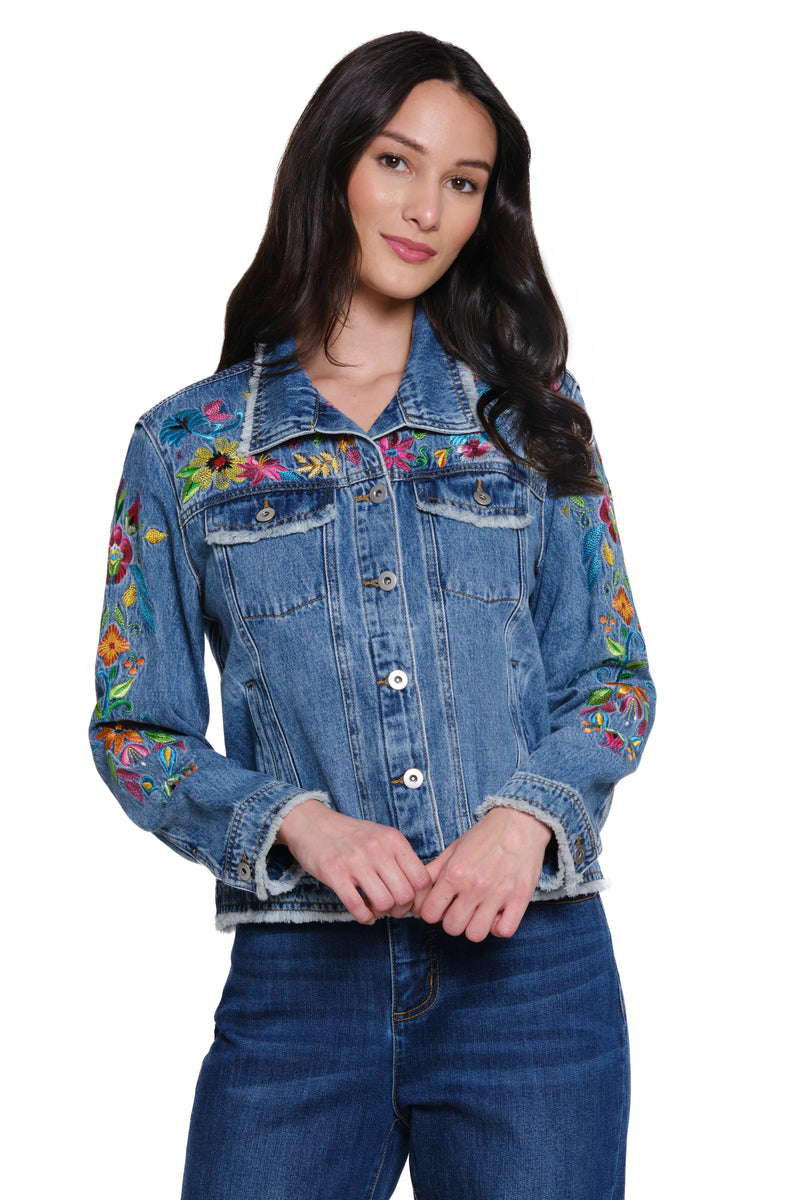 Embroidered Denim Jacket - Denim