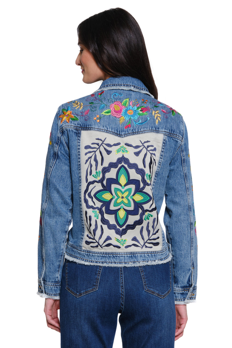 Embroidered Denim Jacket - Denim